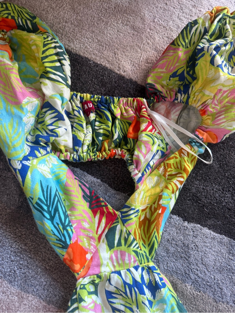 STAUD Yellow Tropical Print Cutout Maxi Dress - Picture 2 of 3